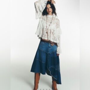 NWOT We The Free Piece of Work Denim Mini Skirt Size 31